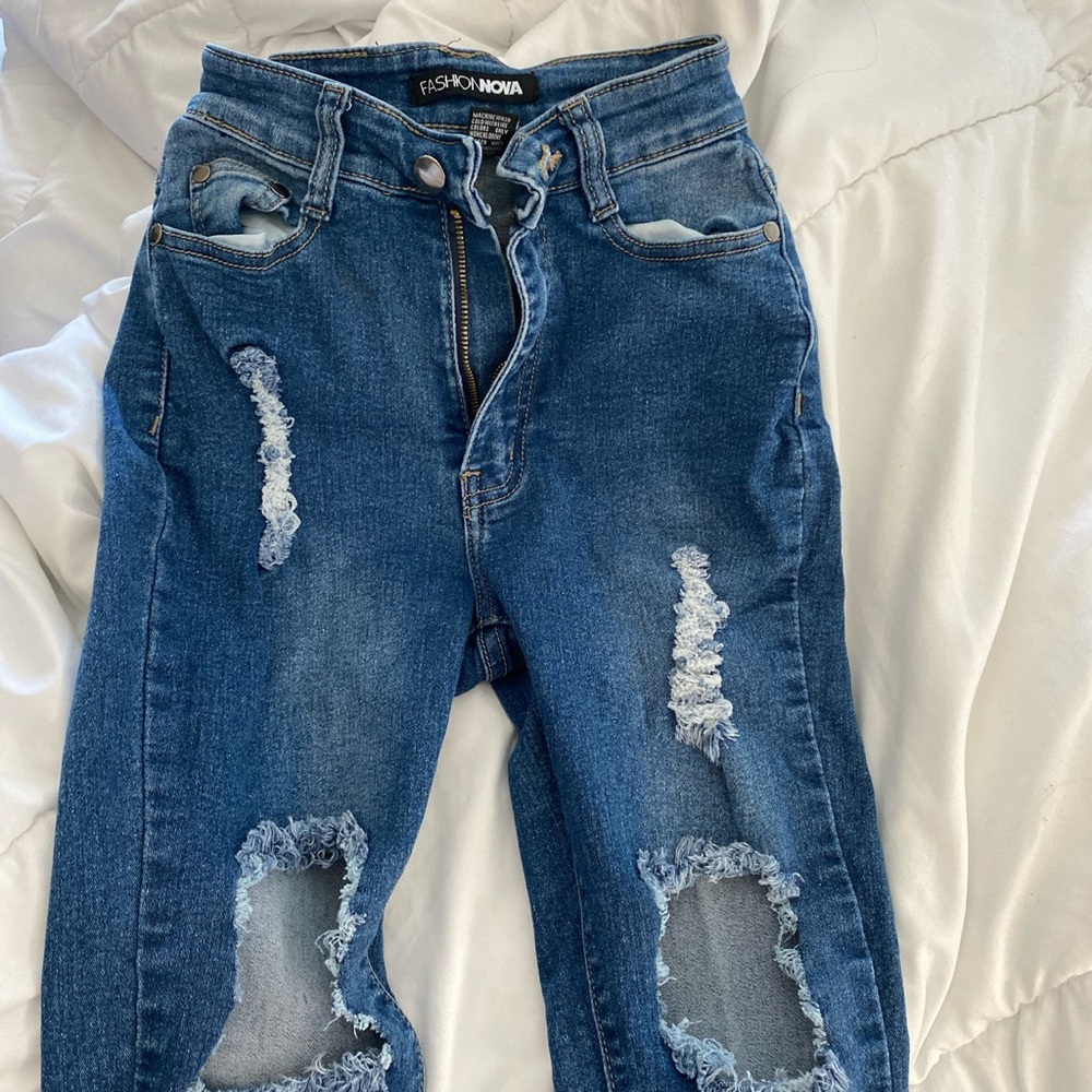 fashion nova dark denim ripped jeans